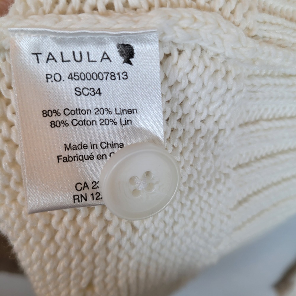 Talula Womens Knit Pockets Distressed Cardigan Sweater Size Small White Grandpa - Picture 4 of 10